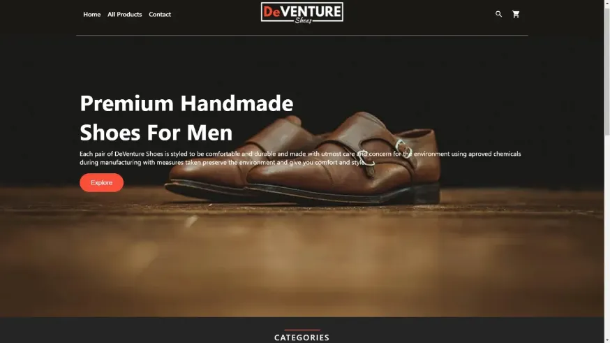 Deventure Shoes E-commerce Website